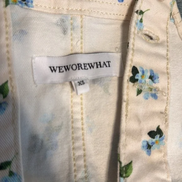 WeWoreWhat Cream Overalls with Blue Floral Print - Picture 4 of 5
